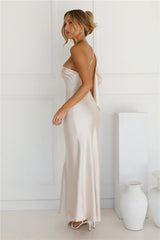 Romantic Tales Satin One Shoulder Maxi Dress