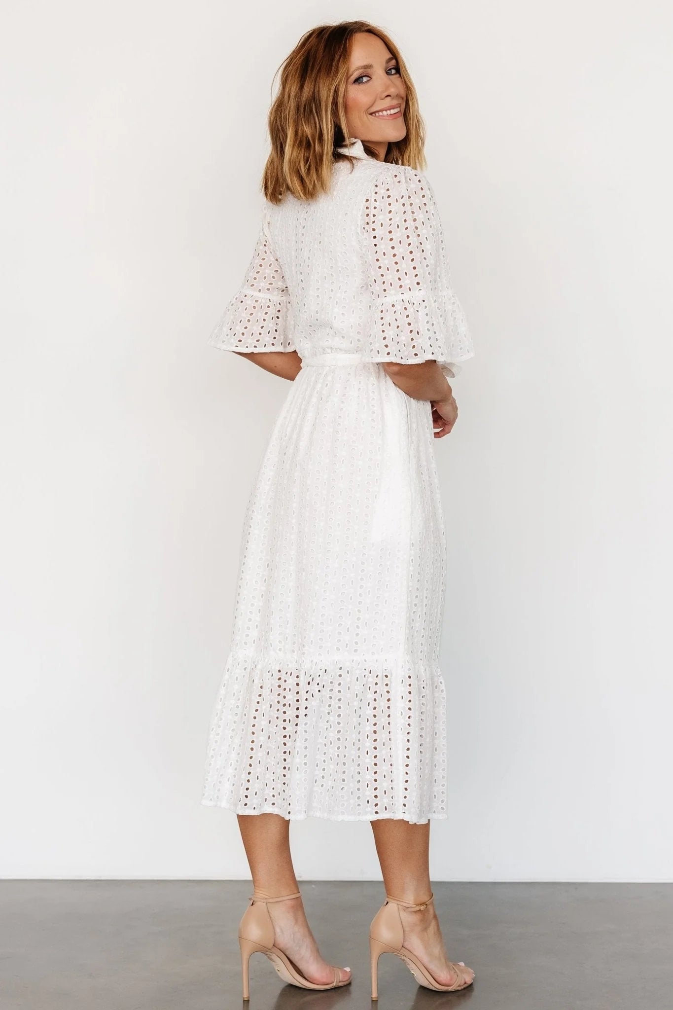Virginia Eyelet Midi Dress | Off White