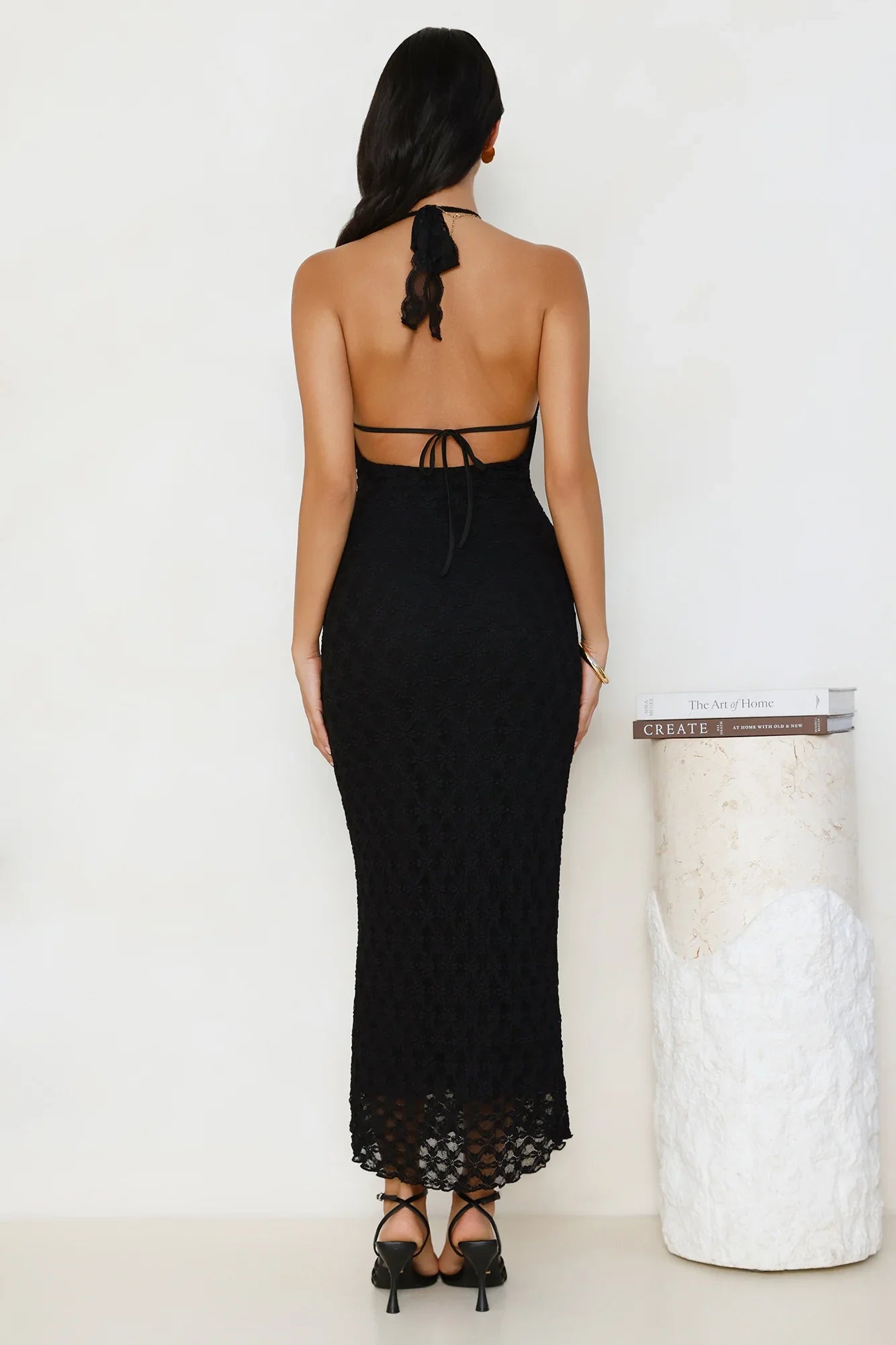Lace Me Up Halter Maxi Dress