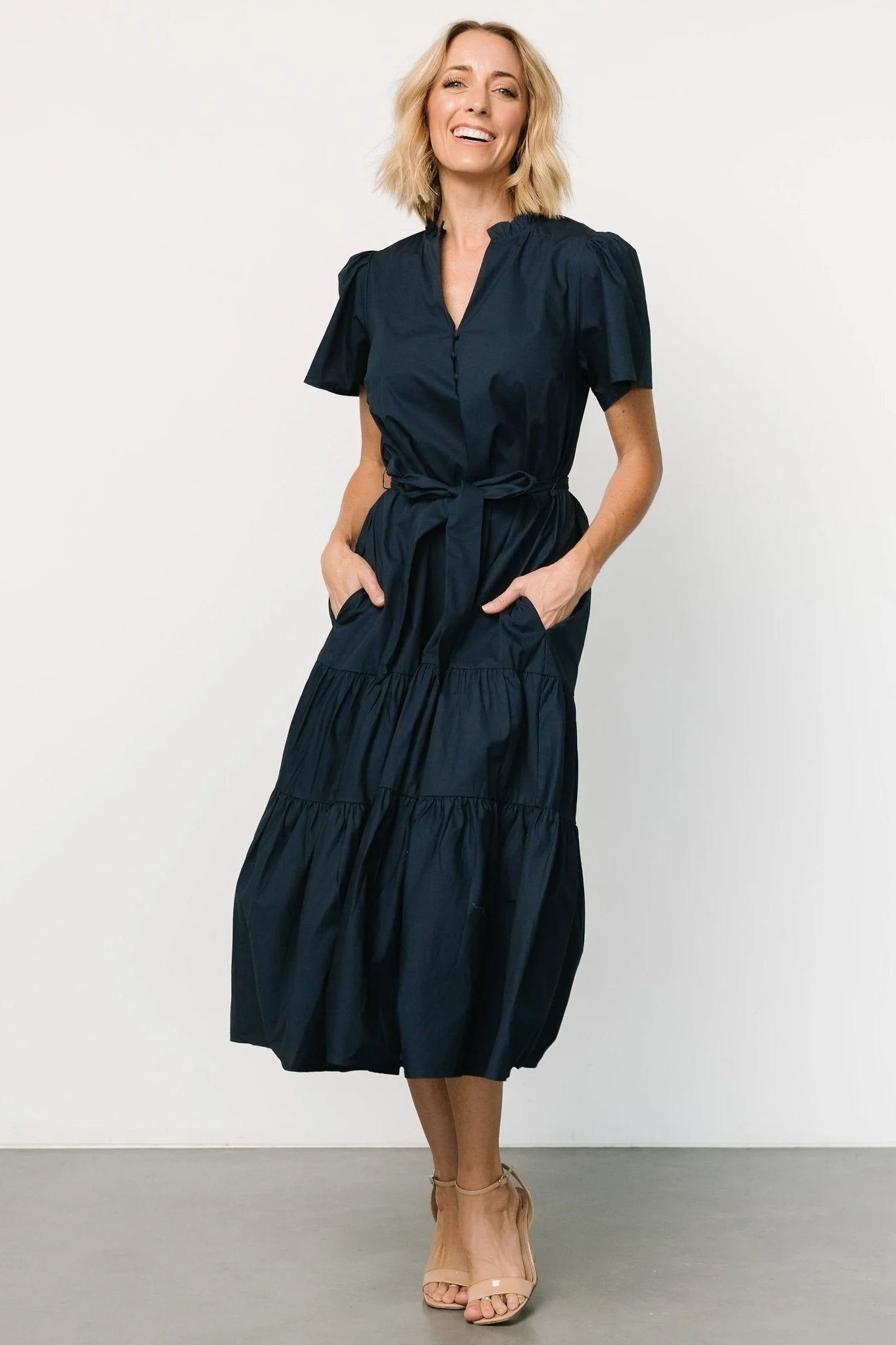 Providence Poplin Dress | Navy