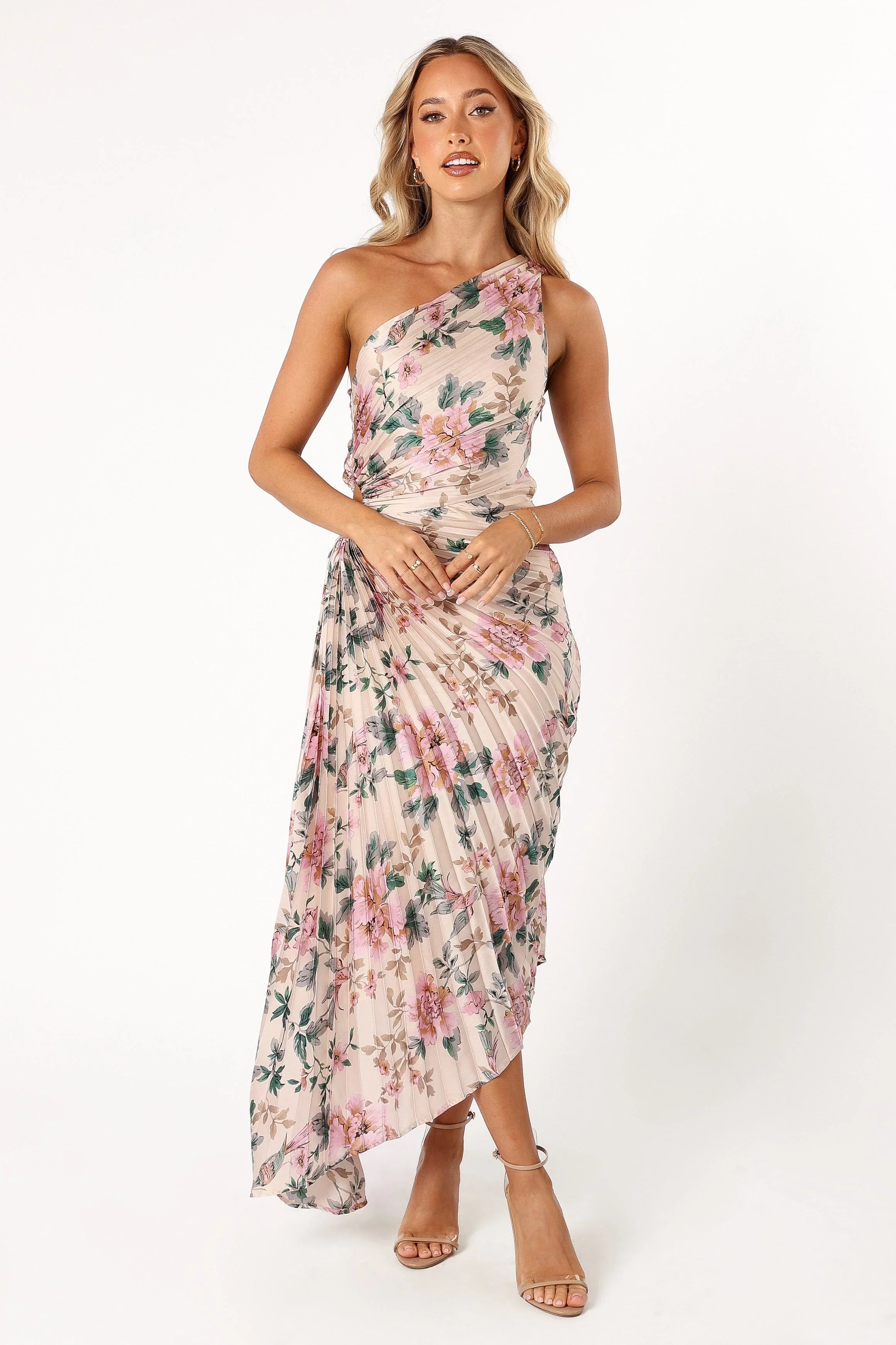 Kleo One Shoulder Maxi Dress - Pink Floral