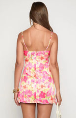Honey Yellow Floral Pop Mini Dress