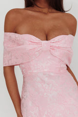 Fairytales Off-Shoulder Jacquard Maxi Dress Pink