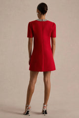 Jackie | Red Embellished High-Neck Mini Dress