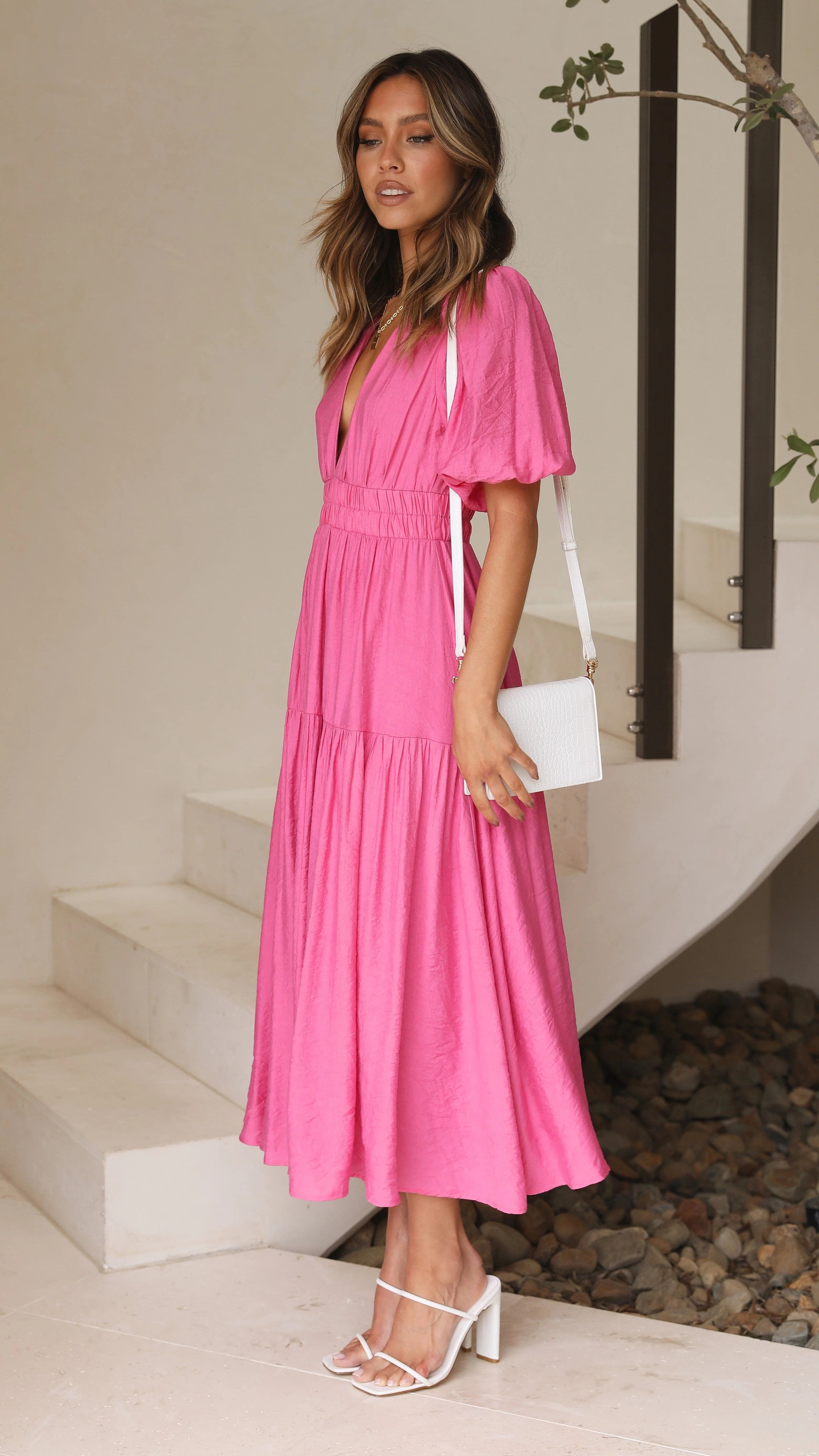 Erin Midi Dress - Pink
