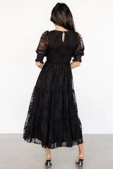 Nellie Smocked Midi Dress | Black
