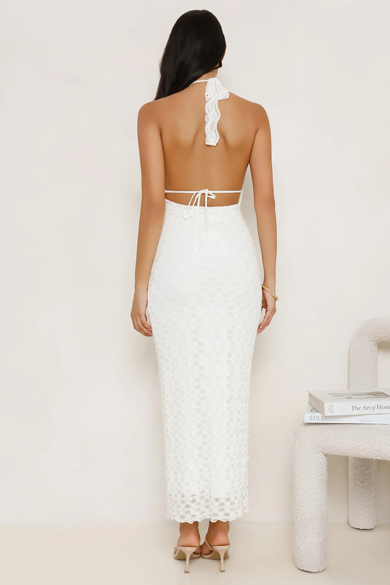 Lace Me Up Halter Maxi Dress