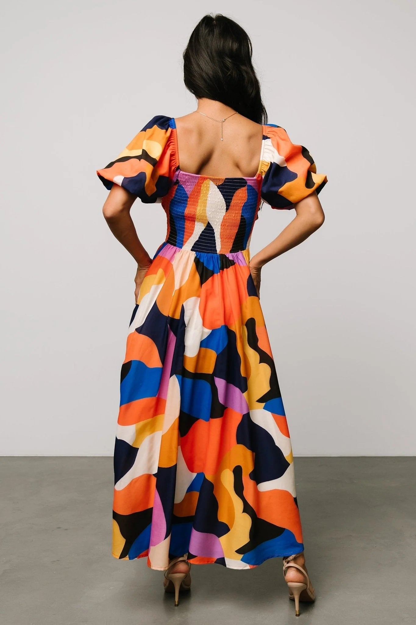 Lola Midi Dress | Rust + Navy Multi