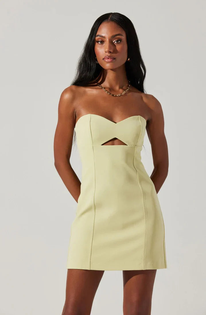 Yellow Wrap Mini Mekhi Dress