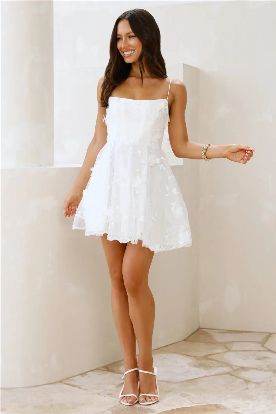 Ethereal Blossom Mini Dress White