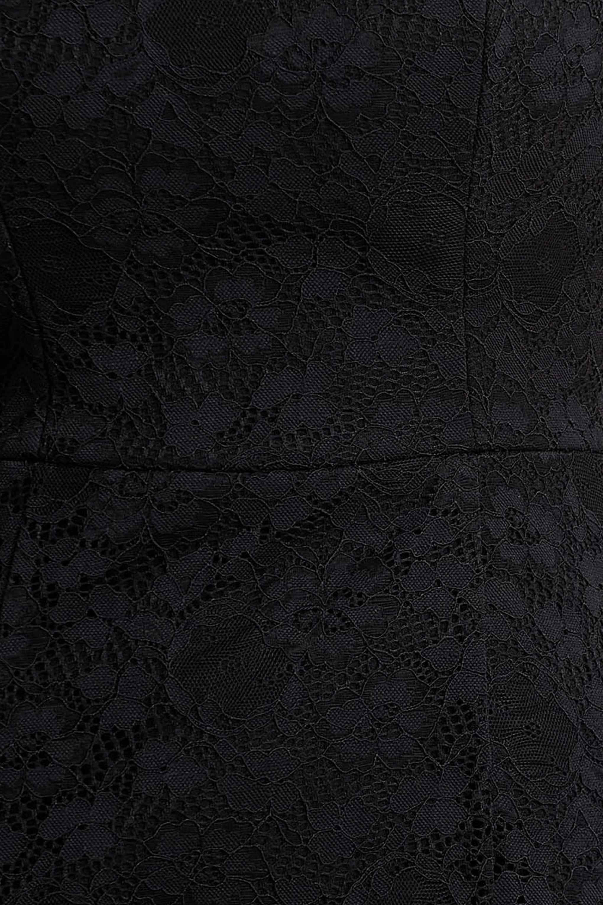 Alissa | Black Lace Square-Neck Midi Dress