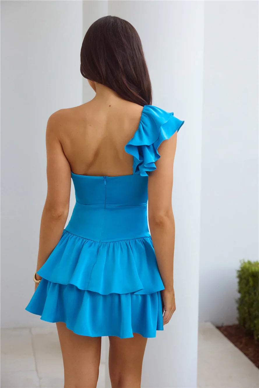 Dazzle Me One Shoulder Satin Mini Dress
