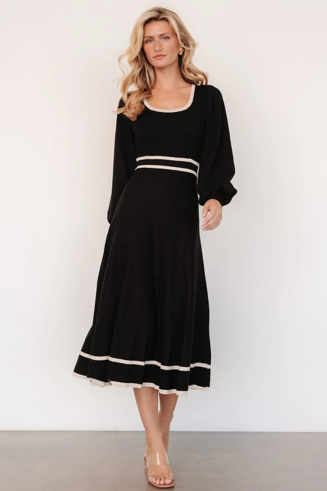 Winslet Knit Dress | Black + Cream