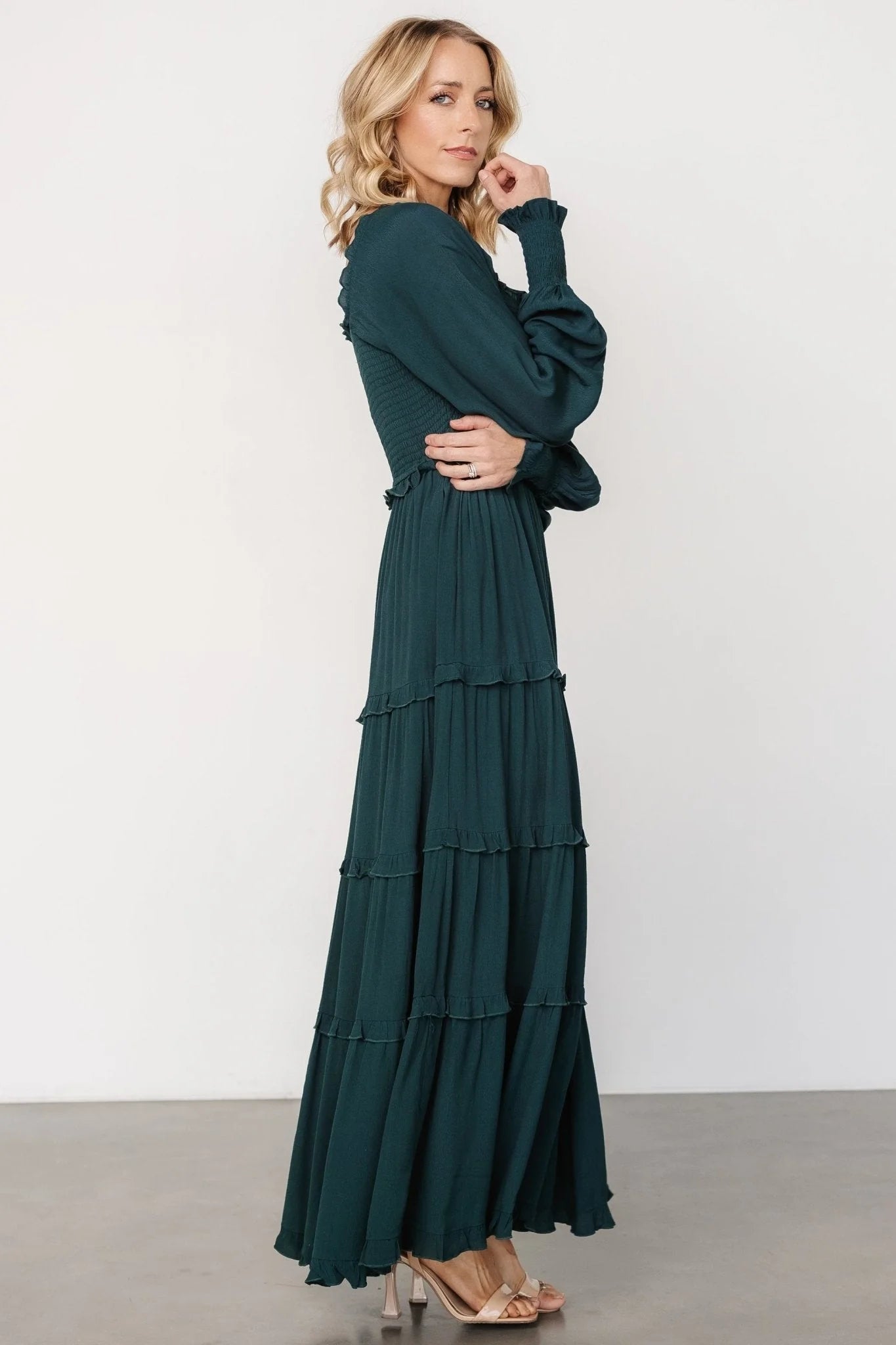 Lana Smocked Maxi Dress | Dark Green