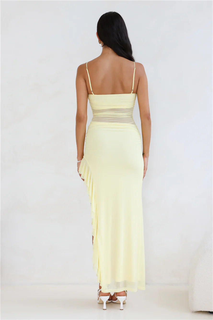 Golden Embrace Mesh Maxi Dress